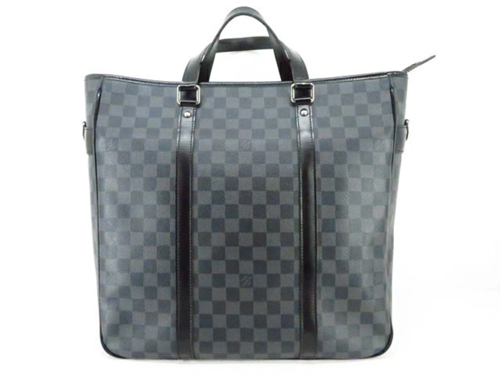 LOUIS VUITTON Tadao Tote Bag Damier Graphite Black shoulder strap